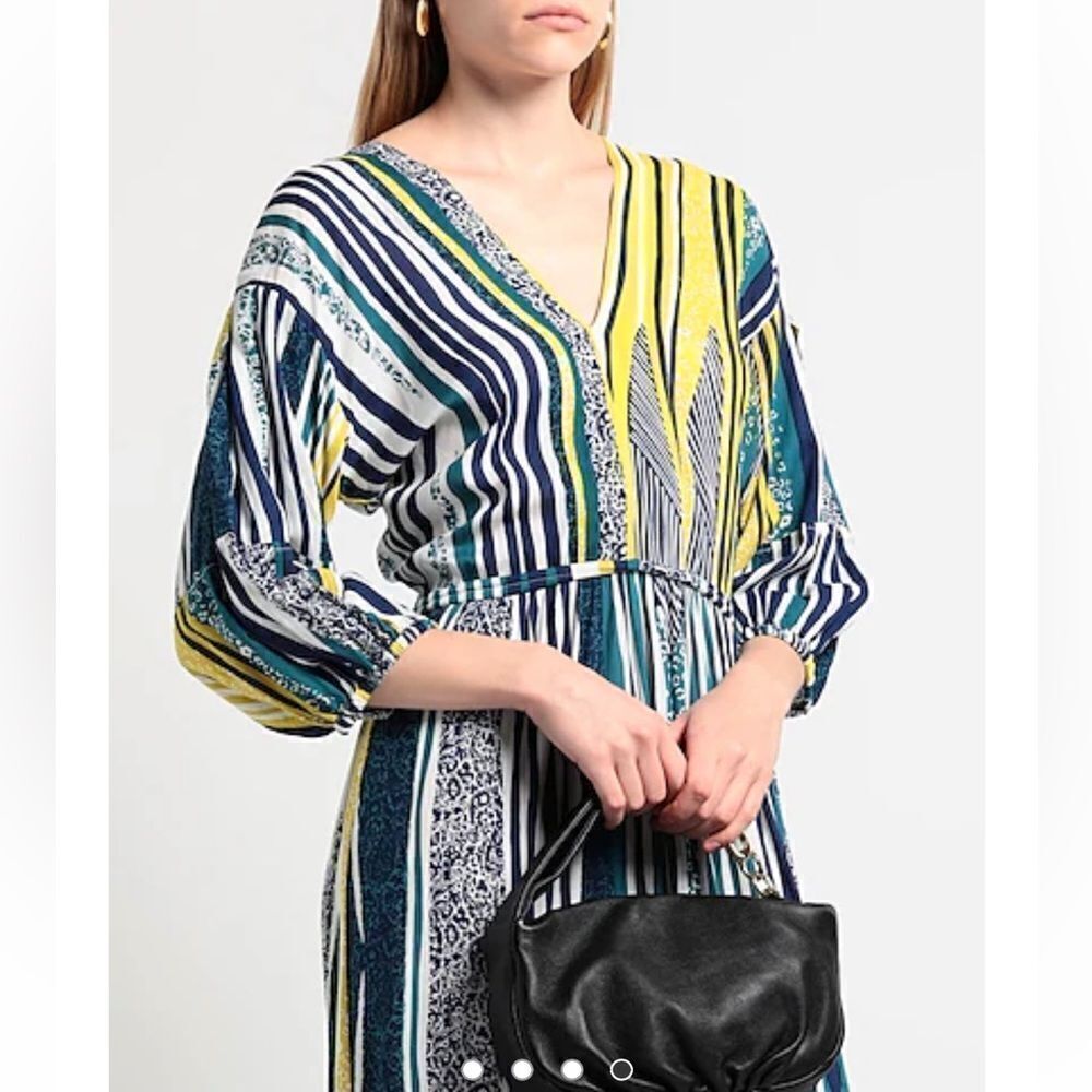NEW Poupette St Barth Striped Tiered Mya Maxi Dress Aqua Solis Large - Picture 3 of 12